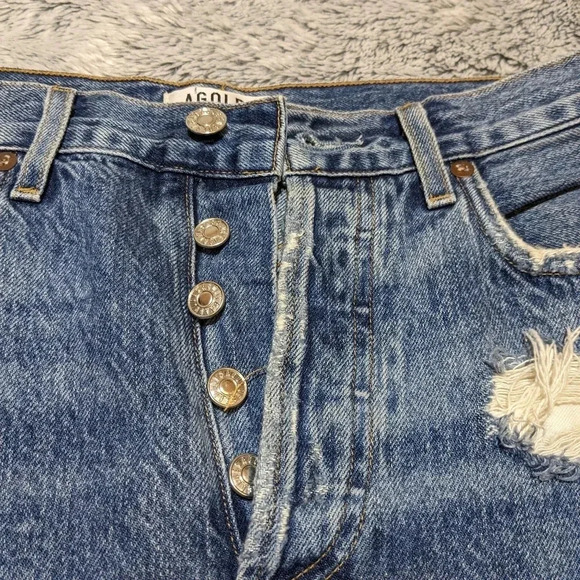 Agolde Blue Jeans Jamie Classic High Rise Distressed 25 - Picture 8 of 13